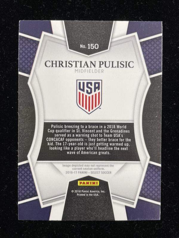 2016-17 Panini Select Christian Pulisic base mezzanine trading card from United States soccer