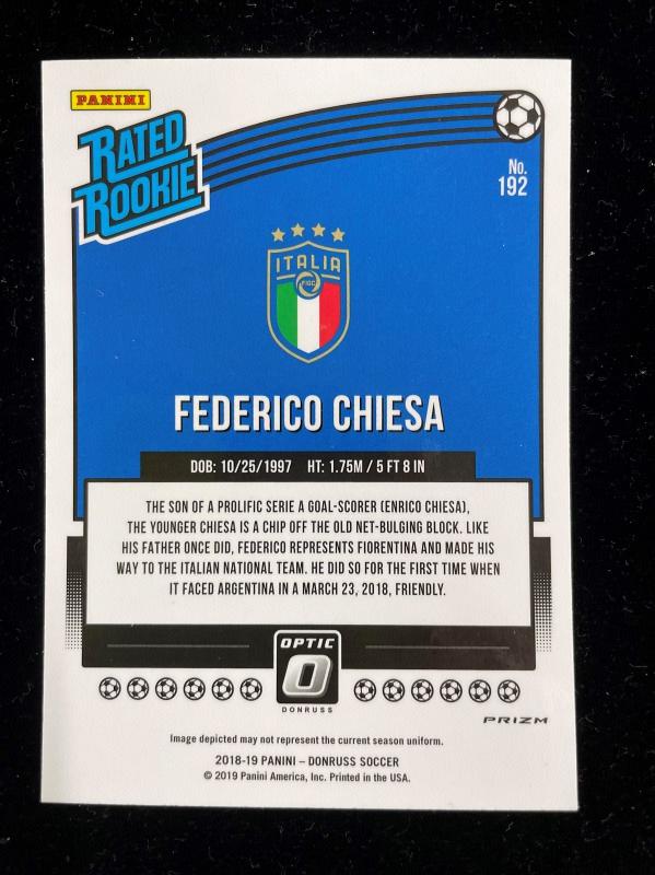 2018-19 Donruss Italy Federico Chiesa Base Optic Rated Rookie Holo parallel trading card
