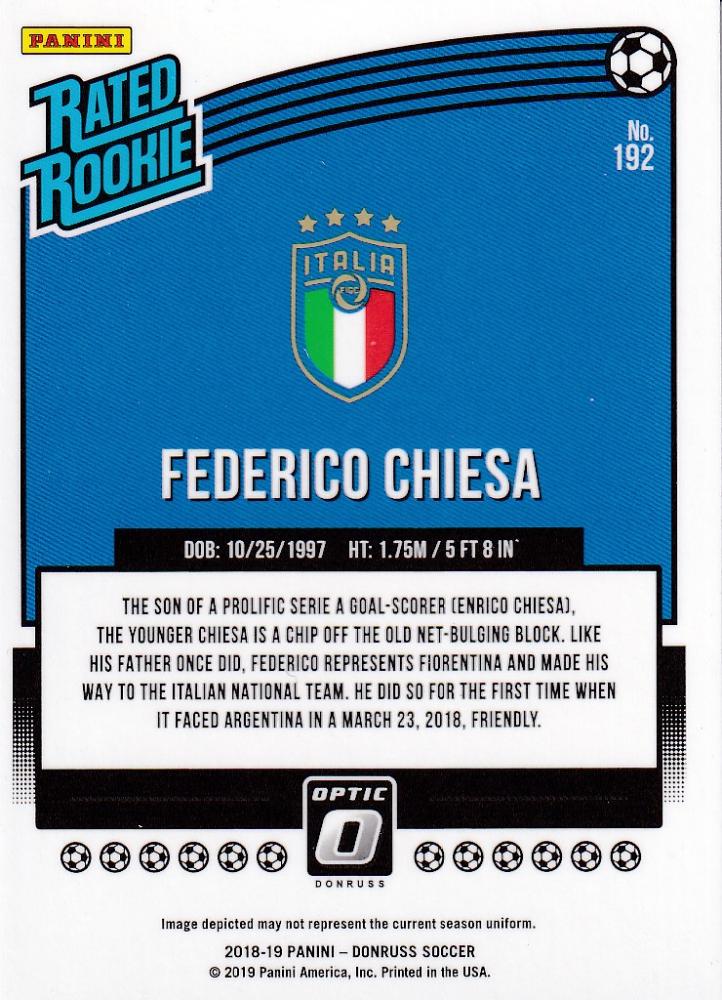 2018-19 Donruss Italy Federico Chiesa Base Optic Rated Rookie trading card