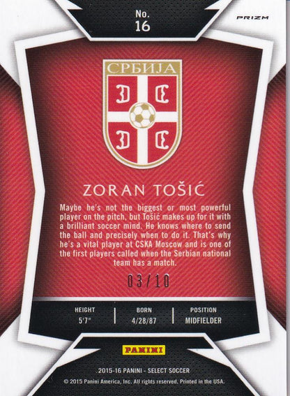 2015 Panini Select Serbia Zoran Tosic Base Gold trading card serial numbered 03 of 10