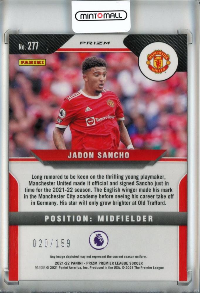 2021-22 Panini Prizm Premier League Soccer Jadon Sancho Base/Red Mojo Prizms/#277020/159 Manchester United