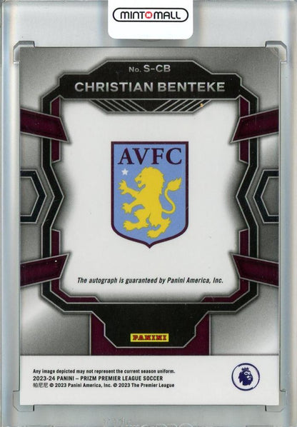 2023-24 Panini Prizm Premier League Soccer Christian Benteke Base/AUTO/#S-CB Slightly Difficult Aston Villa