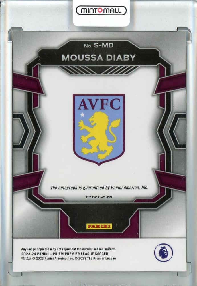 2023-24 Panini Prizm Premier League Soccer Moussa Diaby Base/Green Pulsar Prizms AUTO/#S-MD Aston Villa