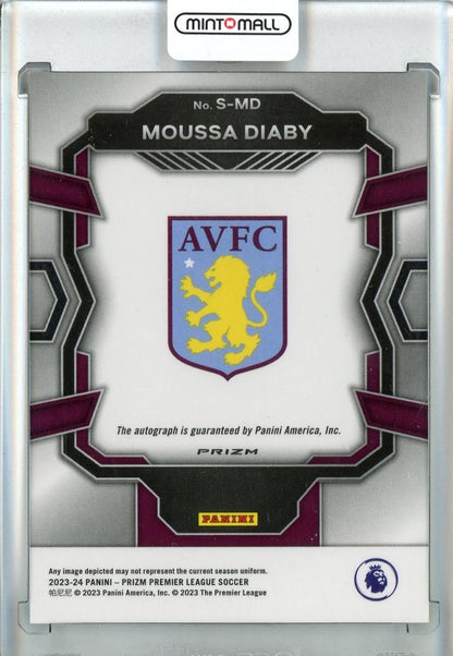 2023-24 Panini Prizm Premier League Soccer Moussa Diaby Base/Green Pulsar Prizms AUTO/#S-MD Aston Villa