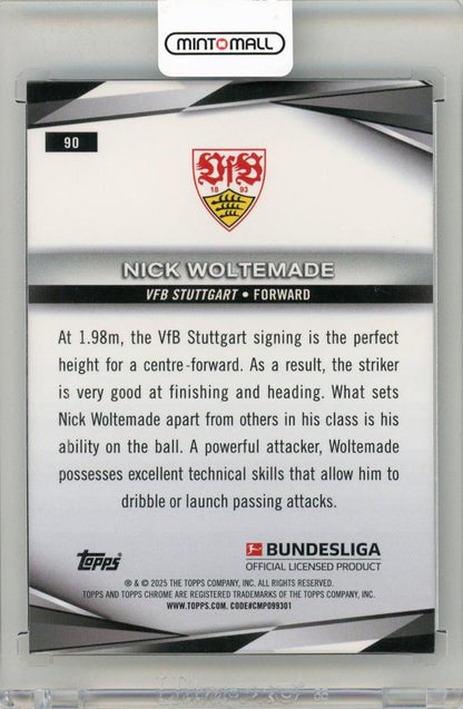 2024-25 Topps Chrome Bundesliga Soccer Nick Woltemade Blue Lava Refractor 114/150 VFB Stuttgart