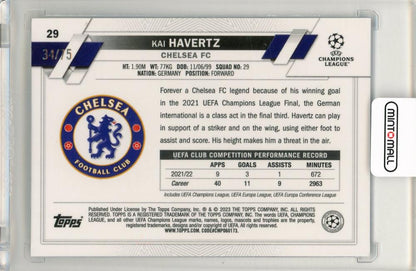 2022-23 Topps Chrome UEFA Club Competitions Kai Havertz Blue/Gold Seismic Refractors34/75 Chelsea FC