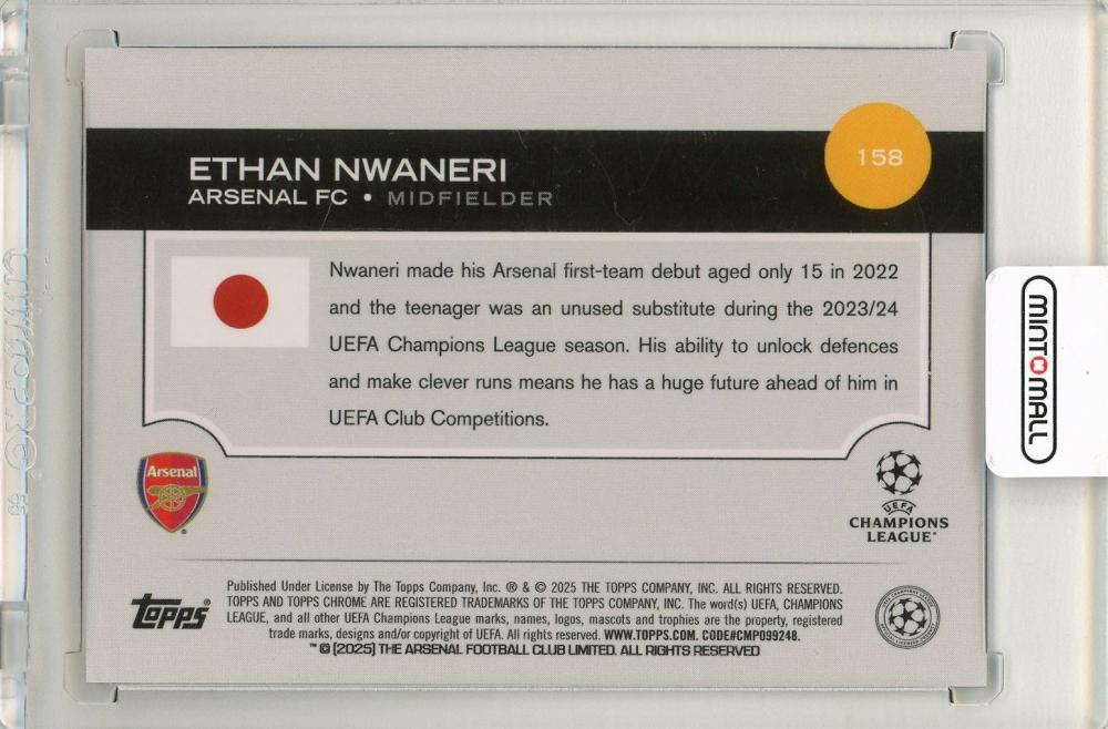 2024-25 Topps UEFA Japan Edition Soccer Ethan Nwaneri Gold Mojo Refractor31/50 Arsenal FC