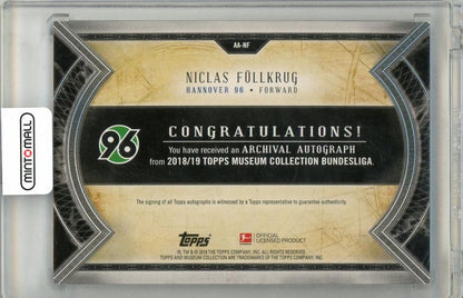 2019 TOPPS Niclas Fullkrug Auto19/25 HANNOVER 96