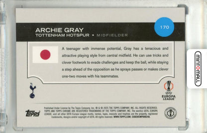 2025 Topps Uefa Japan Edition Archie Gray #170 Base Magenta Mojo Parallel065/125 Tottenham Hotspur