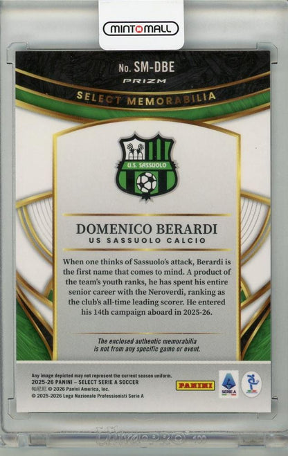 2025-26 PANINI SELECT SERIE A Domenico Berardi Jersey #SM-DBE US Sassuolo Calcio