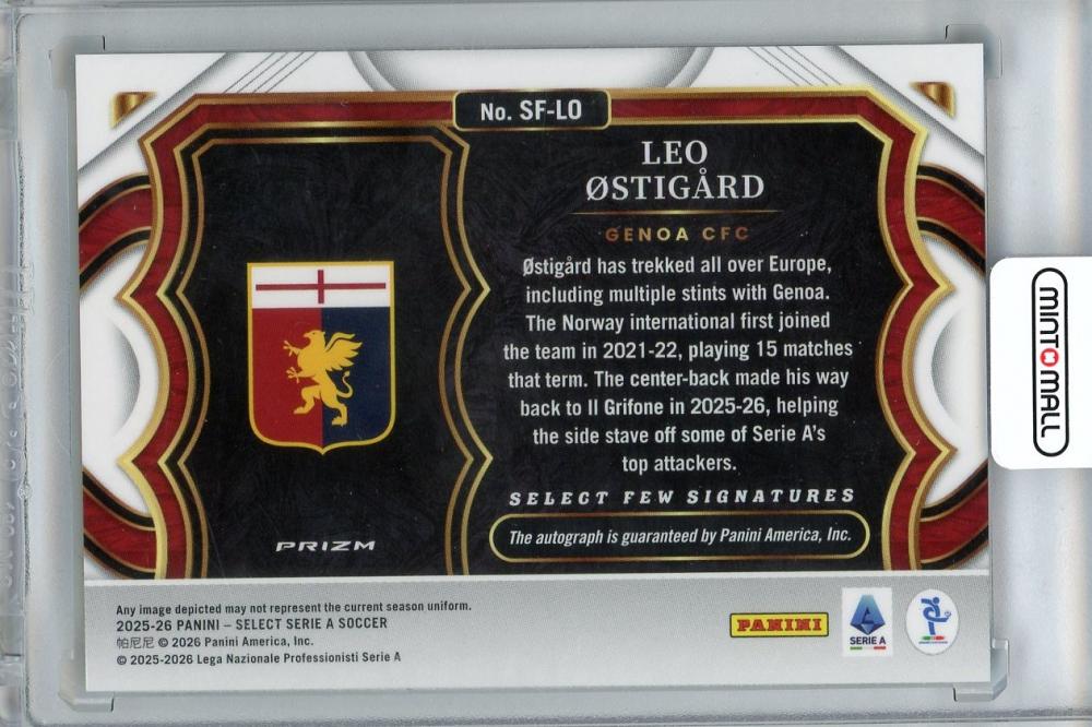 2025-26 PANINI SELECT SERIE A Leo Ostigard AUTO Genoa Cfc