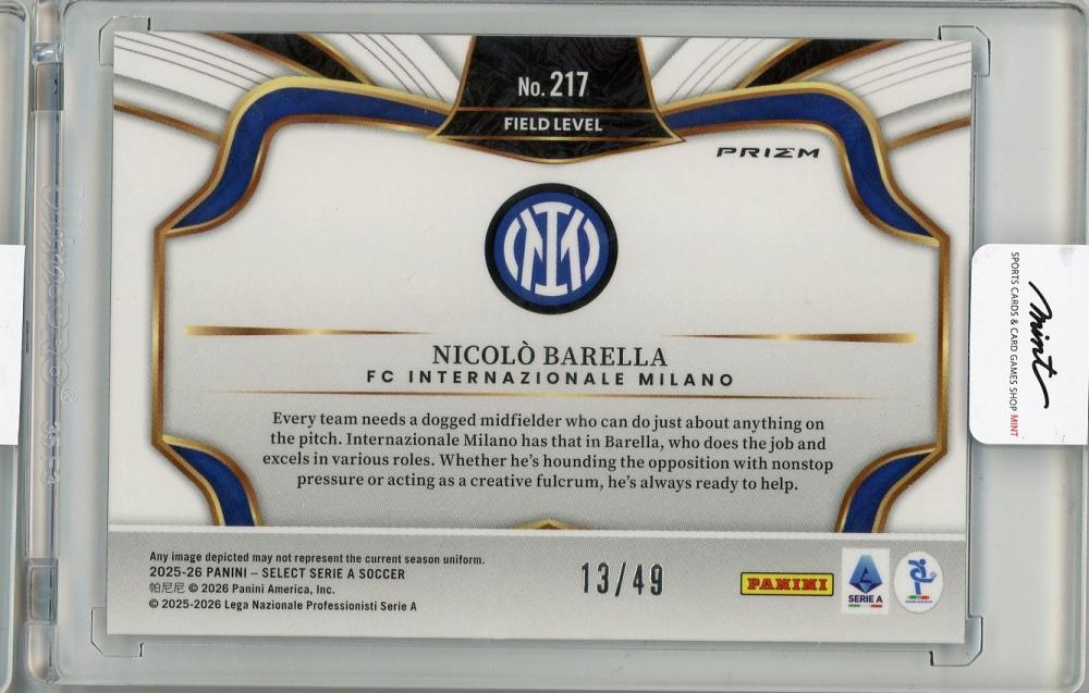 2025-26 PANINI SELECT SERIE A Nicolo Barella #21713/49 FC Internazionale Milano
