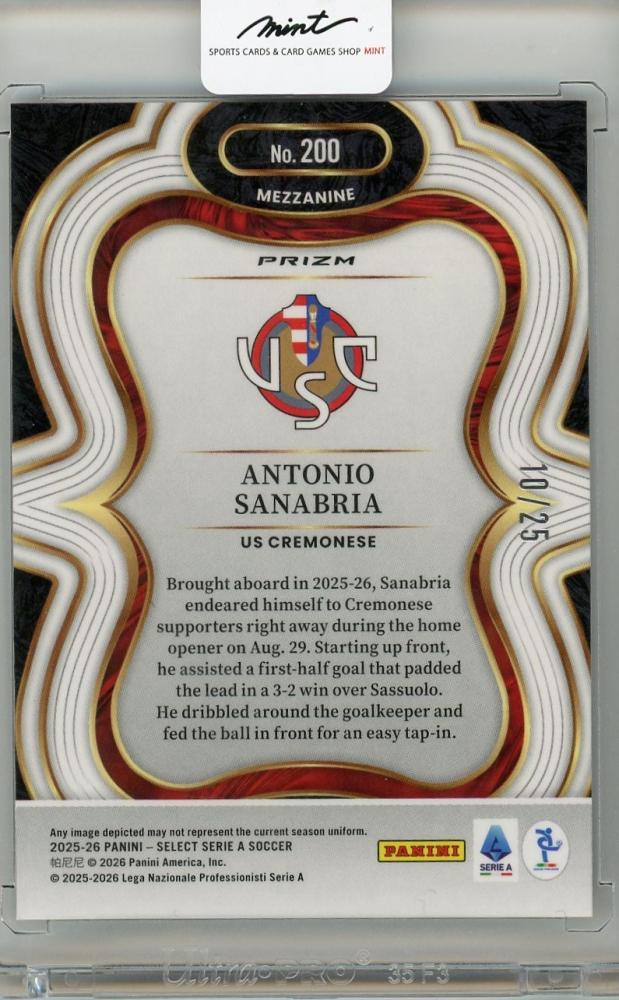 2025-26 PANINI SELECT SERIE A Antonio Sanabria #20010/25 US Cremonese