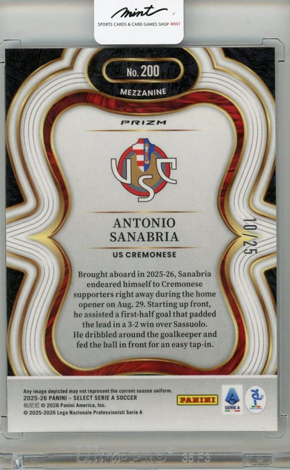 2025-26 PANINI SELECT SERIE A Antonio Sanabria #20010/25 US Cremonese