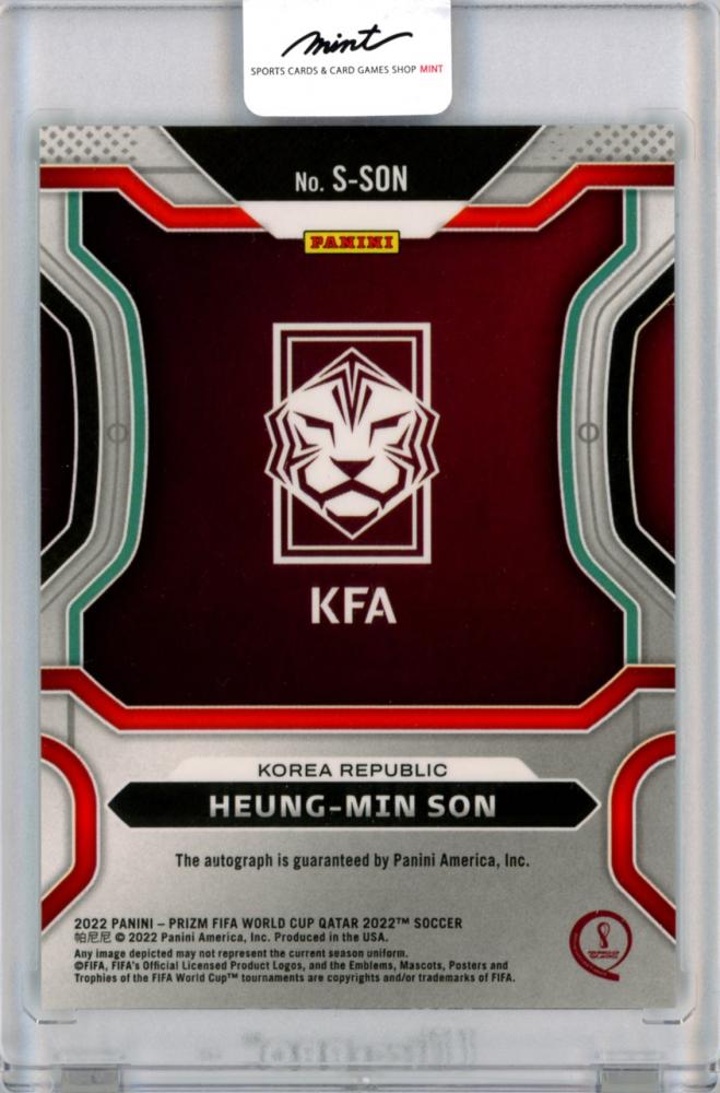 2022 Panini Prizm World Cup Heung-Min Son autograph card with handwritten signature