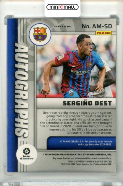 2021-22 Panini Mosaic La Liga Sergino Dest #AM-SD Autographs Mosaic Card FC Barcelona