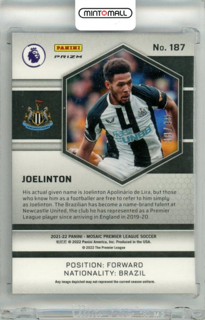2021-22 Panini Mosaic Premier League Joelinton #187 Base Purple Mosaic Parallel 08/49 Newcastle United
