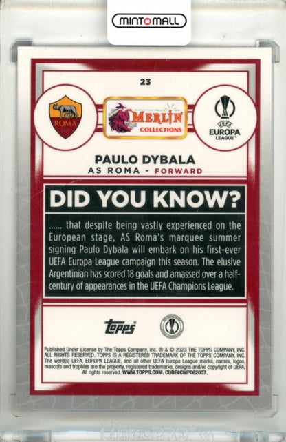 2022-23 Topps Merlin Paulo Dybala #23 Base Pink Mojo Refractor Parallel244/275 AS Roma