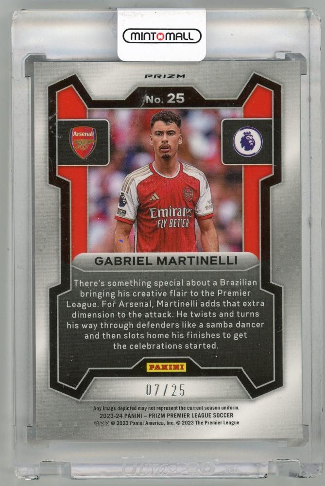 2023-24 PANINI Prizm English Premier League Gabriel Martinelli Breakaway Prizms Purple #2507/25 Arsenal