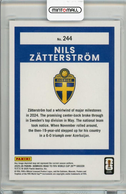 2025-26 PANINI DONRUSS ROAD TO FIFA WORLD CUP Nils Zatterstrom #244222/349 Sweden