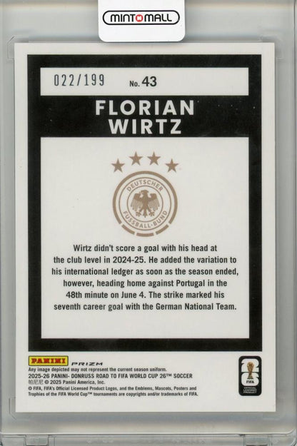 2025-26 PANINI DONRUSS ROAD TO FIFA WORLD CUP Florian Wirtz #43022/199 Germany