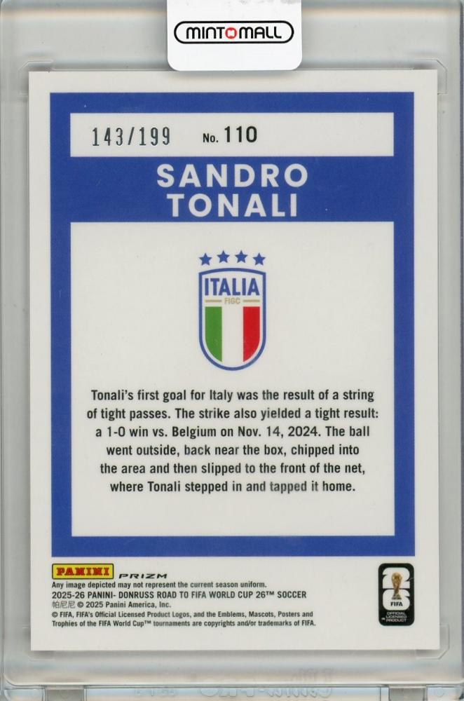 2025-26 PANINI DONRUSS ROAD TO FIFA WORLD CUP Sandro Tonali #110143/199 Italy