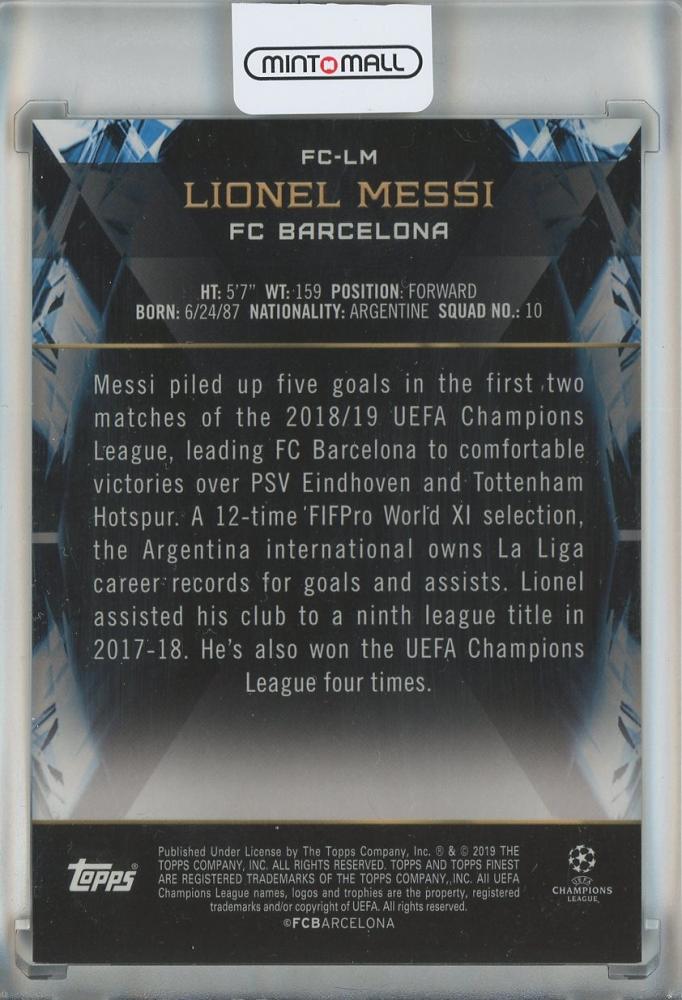 2018-19 Finest UEFA Champions League Finest Lionel Messi Cornerstones #FCLM FC Barcelona