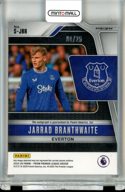 2024-25 Panini Prizm Premier League Jarrad Branthwaite Signatures Autograph Purple Prizms parallel 04/25 Everton