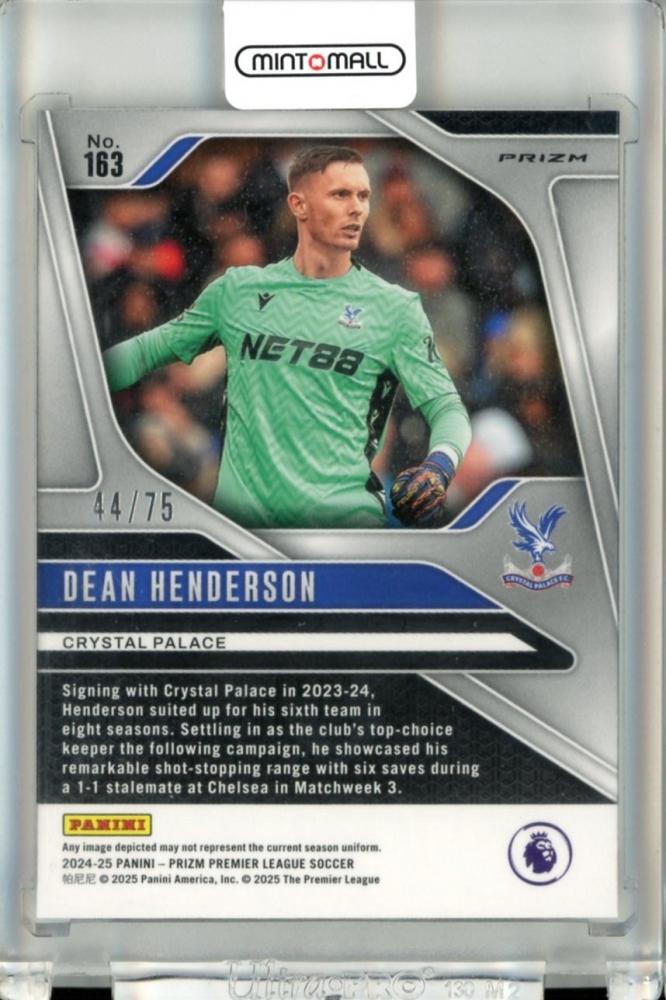 2024-25 Panini Prizm Premier League Dean Henderson Base Blue Ice Prizm Parallel44/75 Crystal Palace