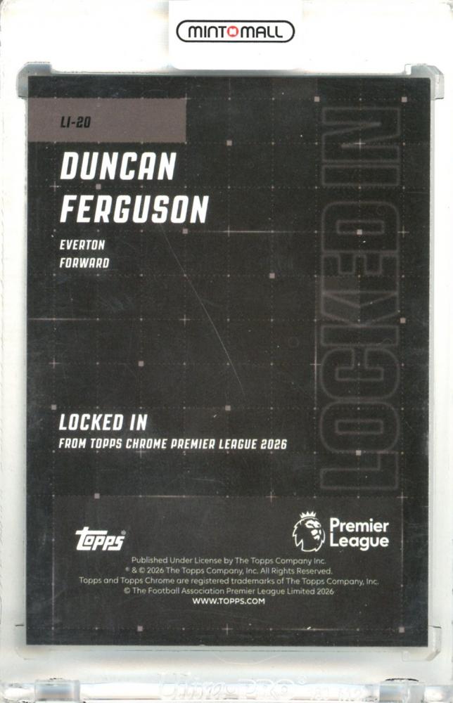2026 Topps Chrome Premier League Duncan Ferguson #LI-20 Locked In Everton