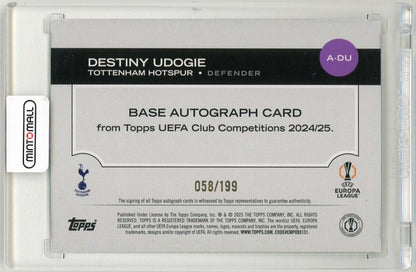 2024-25 Topps UEFA Club Competitions Destiny Udogie Autograph Green Foilboard Parallel58/199 Tottenham Hotspur