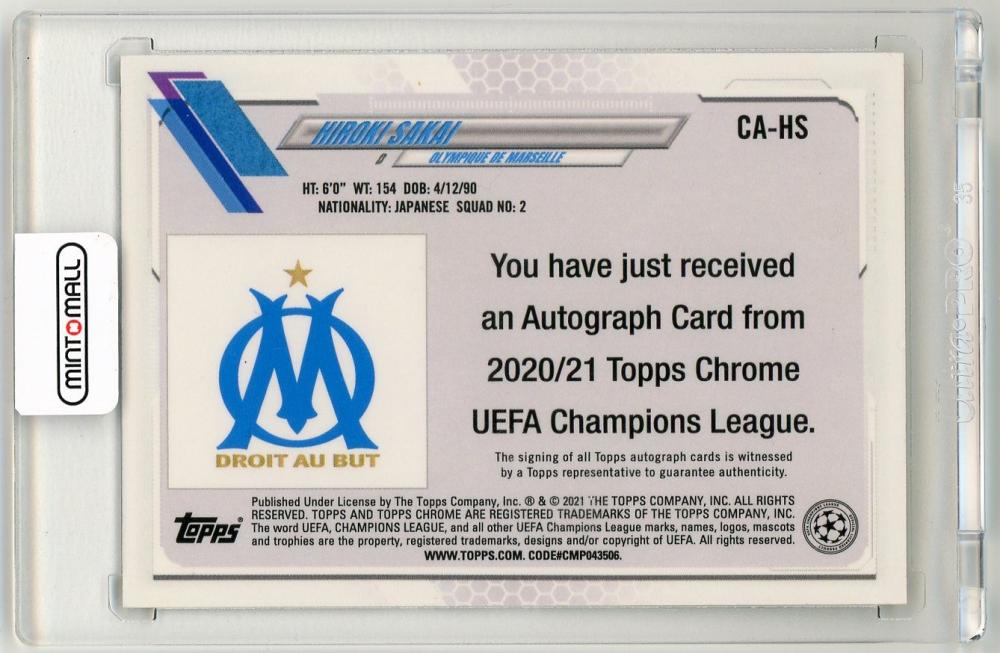 2020-21 Topps Chrome UEFA Champions League Hiroki Sakai Autograph Gold Bubbles ParallelCA-HS Olympique de Marseille
