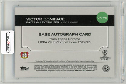 2024-25 Topps Chrome UEFA Club Competitions Victor Boniface Autograph Blue Refractor Parallel150/150 Bayer 04 Leverkusen