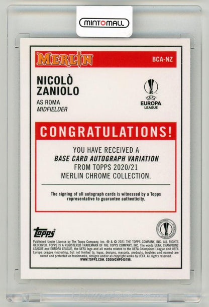 2020-21 Topps Merlin UEFA Champions League Nicolo Zaniolo AutographBCA-NZ AS Roma