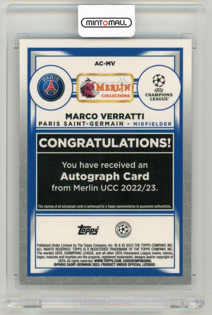 2022-23 Topps Merlin Chrome UEFA Club Competitions Marco Verratti AutographAC-MV Paris Saint-Germain