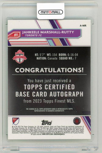 2023 Topps Finest MLS Jahkeele Marshall-Rutty Autograph Neon Green Refractor Parallel79/99 Toronto FC