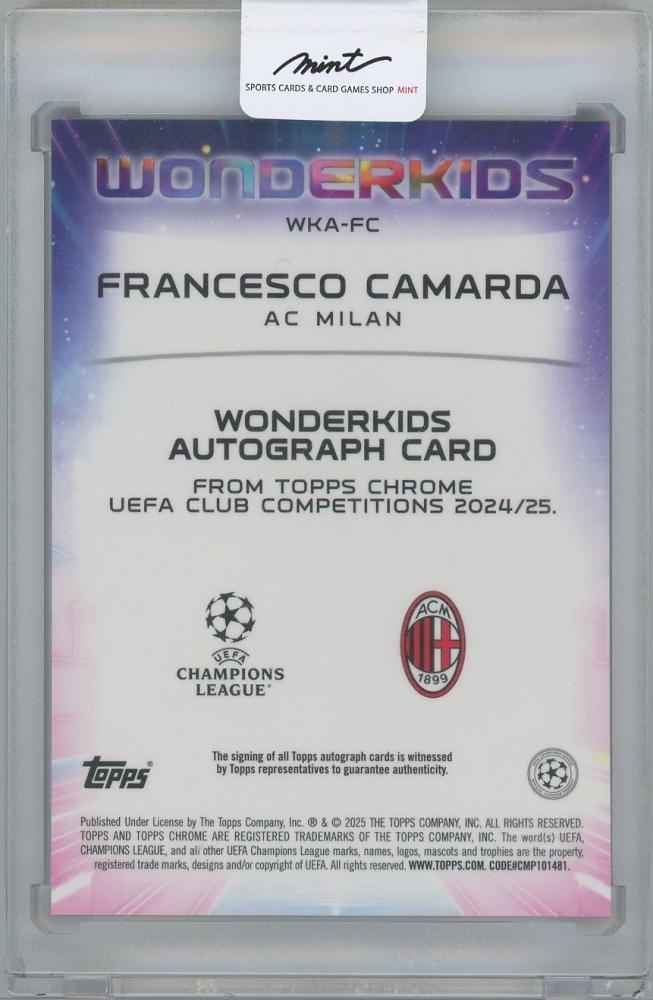 2024-25 TOPPS Chrome UEFA Club Competitions Wonderkids Autographs / FRANCESCO CAMARDA(AC Milan)
