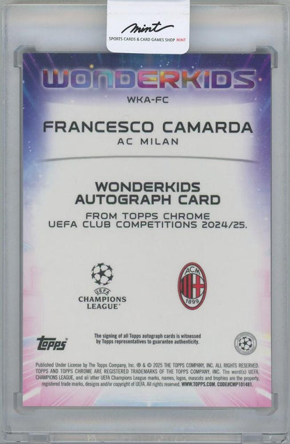 2024-25 TOPPS Chrome UEFA Club Competitions Wonderkids Autographs / FRANCESCO CAMARDA(AC Milan)