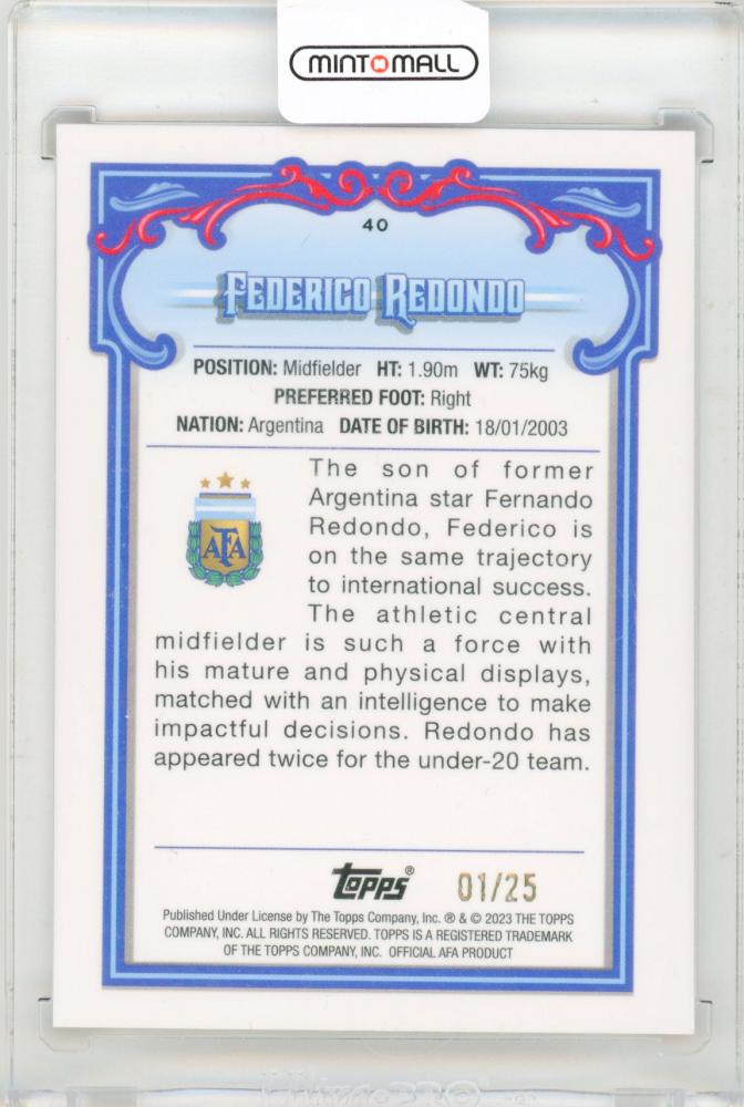 2023 Topps Argentina Fileteado Federico Redondo Orange / RC 01/25