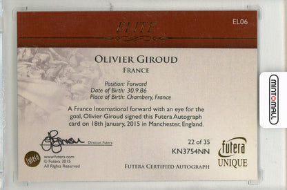 2015 FUTERA Unique Olivier Giroud ELITE Autograph #EL06 France