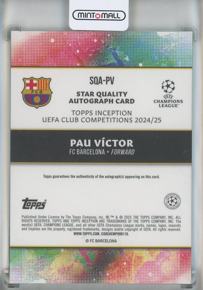 2024-25 Topps Inception UEFA Club Competitions Pau Victor Star Quality Autographs Green #SQAPV83/99 FC Barcelona