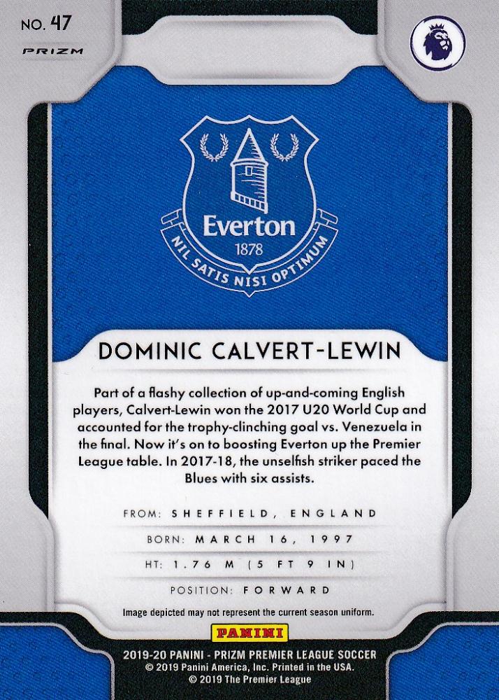 2019-20 Panini Prizm Premier League Dominic Calvert-Lewin Everton base multicolor parallel trading card
