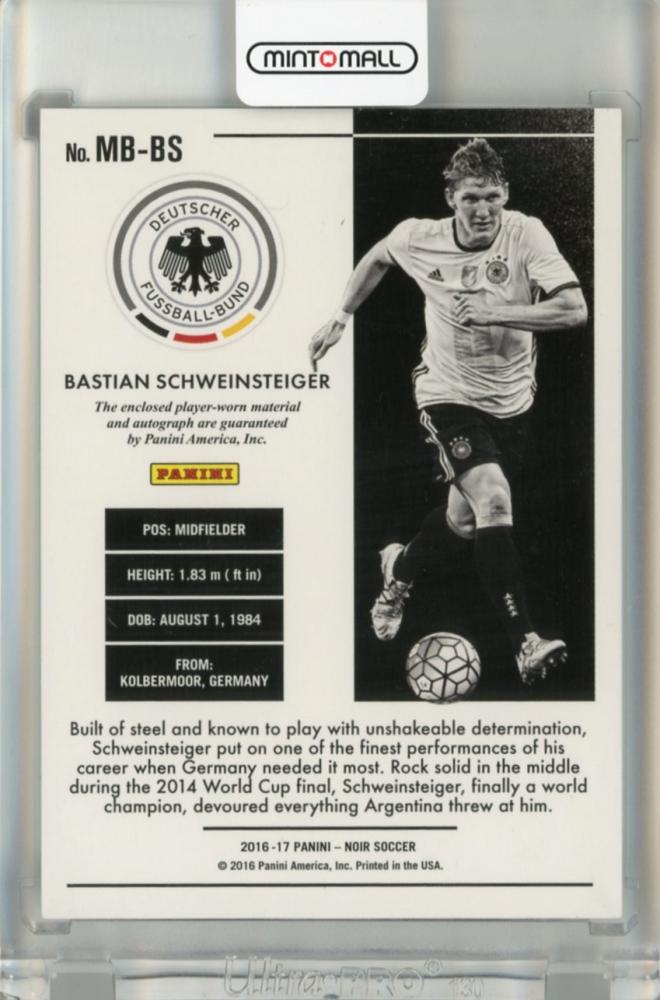 2016-17 Panini Noir Bastian Schweinsteiger Memorabilia Autographs Black and White #4148/65