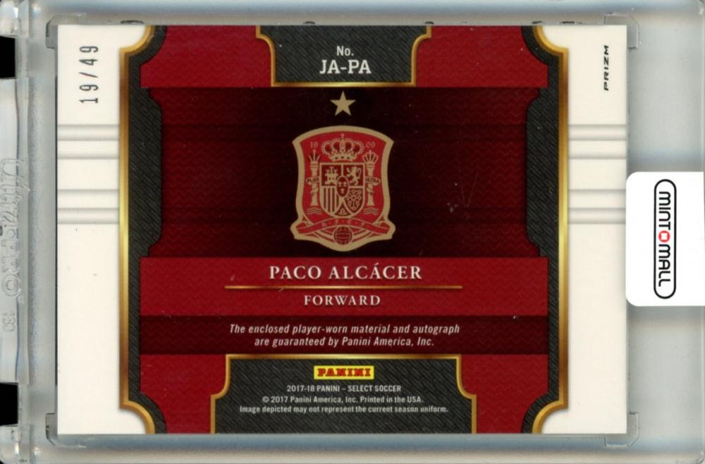 2017-18 Panini Select Paco Alcacer Jersey Autograph Copper Parallel19/49 Spain