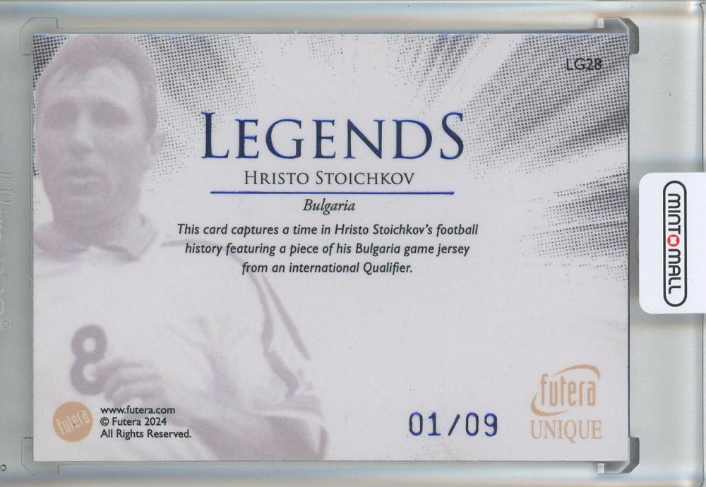 2024 Futera Unique Hristo Stoichkov Legende #LG2801/09 Bulgaria
