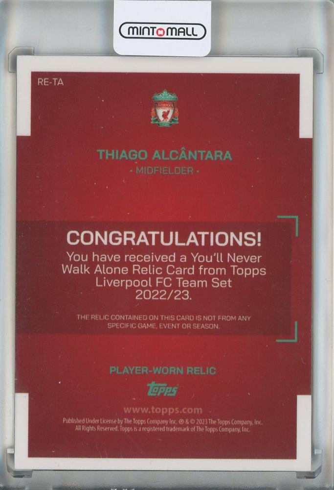 2022-23 Liverpool FC Topps Team Set Thiago Alcântara You