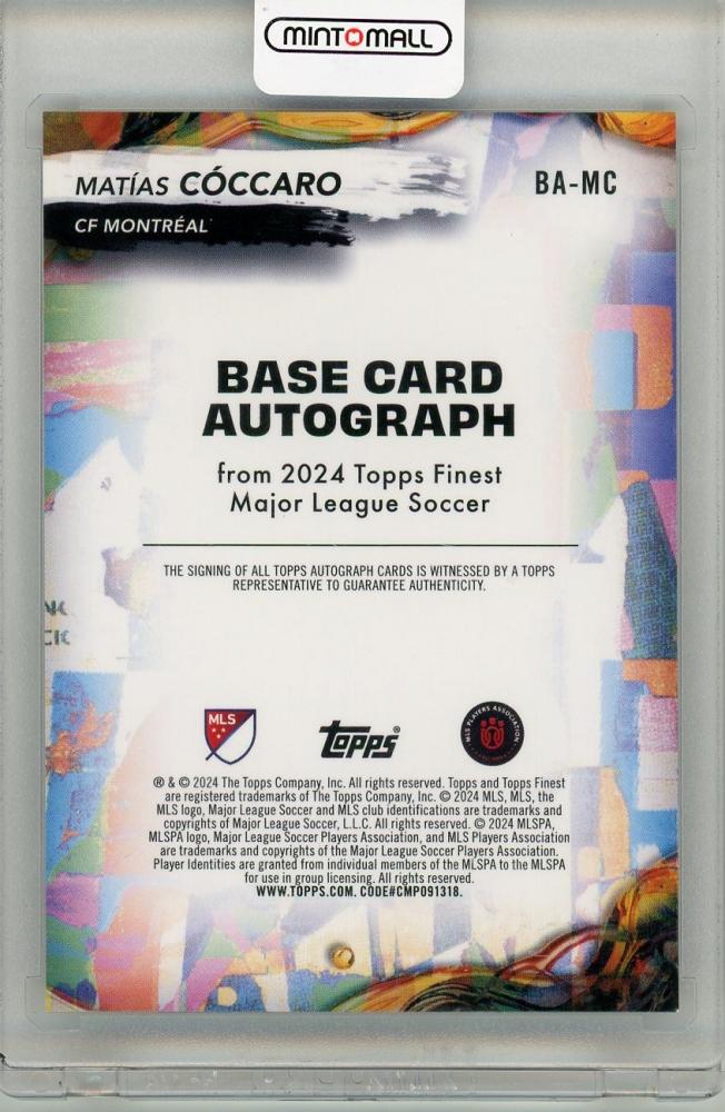 2024 TOPPS finest Matias Coccaro Auto CF Montréal