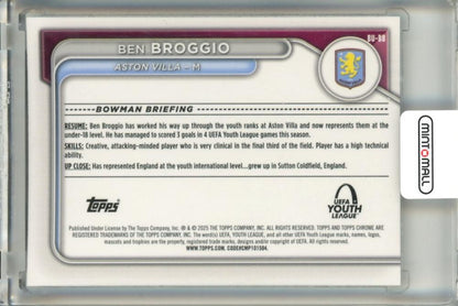 2024-25 Topps Chrome Competition Bowman Chrome Uefa Youth League Ben Broggio Base Refractor Aston Villa