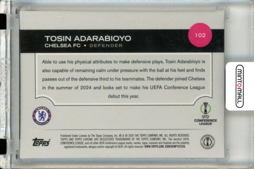 2024-25 Topps Chrome Uefa Competition Tosin Adarabioyo Base Blue Lava Refractor Parallel111/150 Chelsea Fc