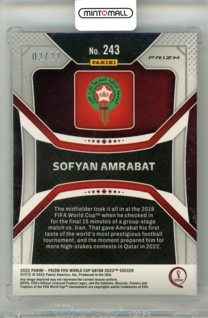 2022 Panini FIFA World Cup Qatar 2022 Sofyan Amrabat #243 Base Maroon Prizm Parallel02/22 Morocco
